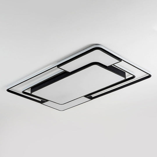 Acrylic Ceiling Flush Led Mount Light In Nordic Black - Square/Round/Rectangle Design White/3 Color