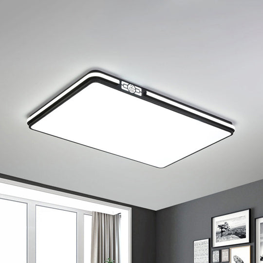 Minimal Black Led Flush Light Fixture - Dining Room Ceiling Mount Lamp With Acrylic Shade