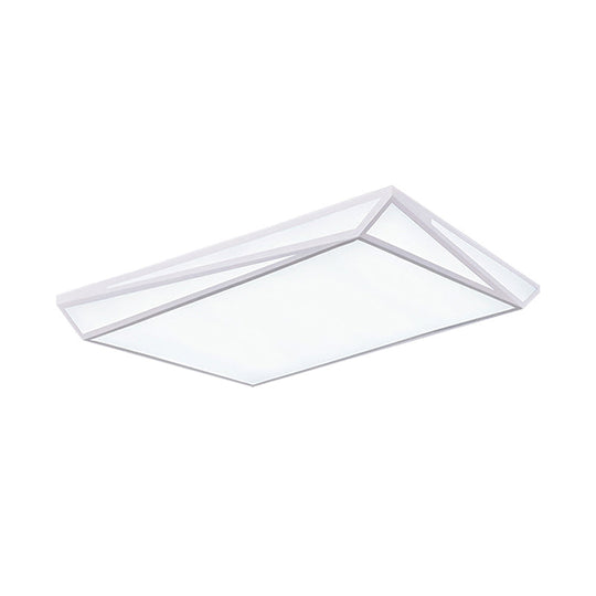 Led Acrylic Flushmount Ceiling Light For Guest Room - White Square/Rectangular Box Design