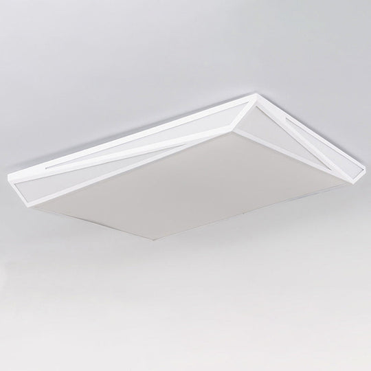 LED Acrylic Flushmount Ceiling Light for Guest Room - White Square/Rectangular Box Design