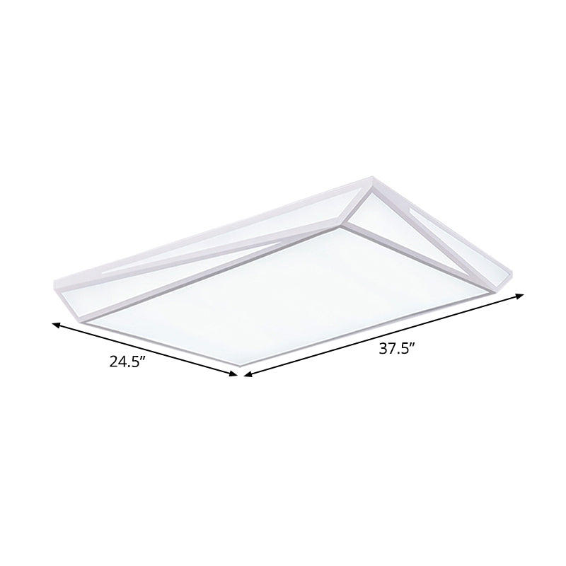 LED Acrylic Flushmount Ceiling Light for Guest Room - White Square/Rectangular Box Design