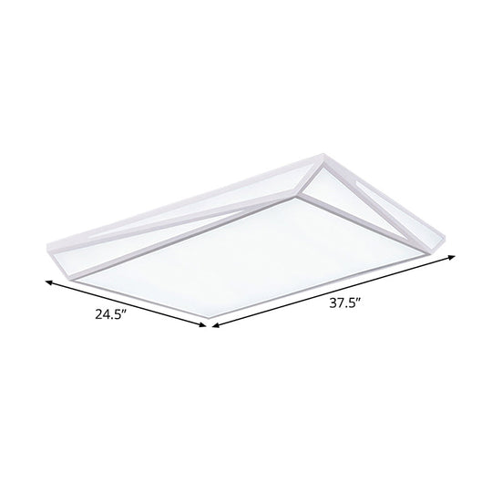 LED Acrylic Flushmount Ceiling Light for Guest Room - White Square/Rectangular Box Design