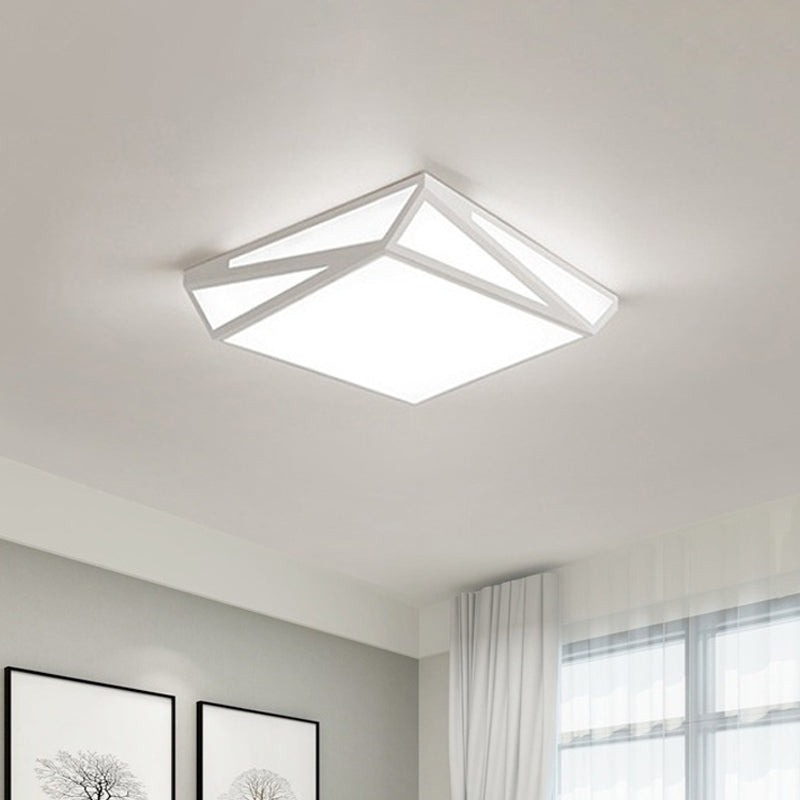 LED Acrylic Flushmount Ceiling Light for Guest Room - White Square/Rectangular Box Design