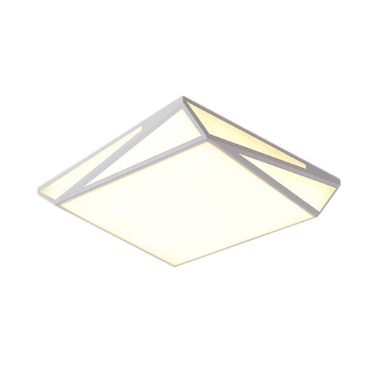 LED Acrylic Flushmount Ceiling Light for Guest Room - White Square/Rectangular Box Design