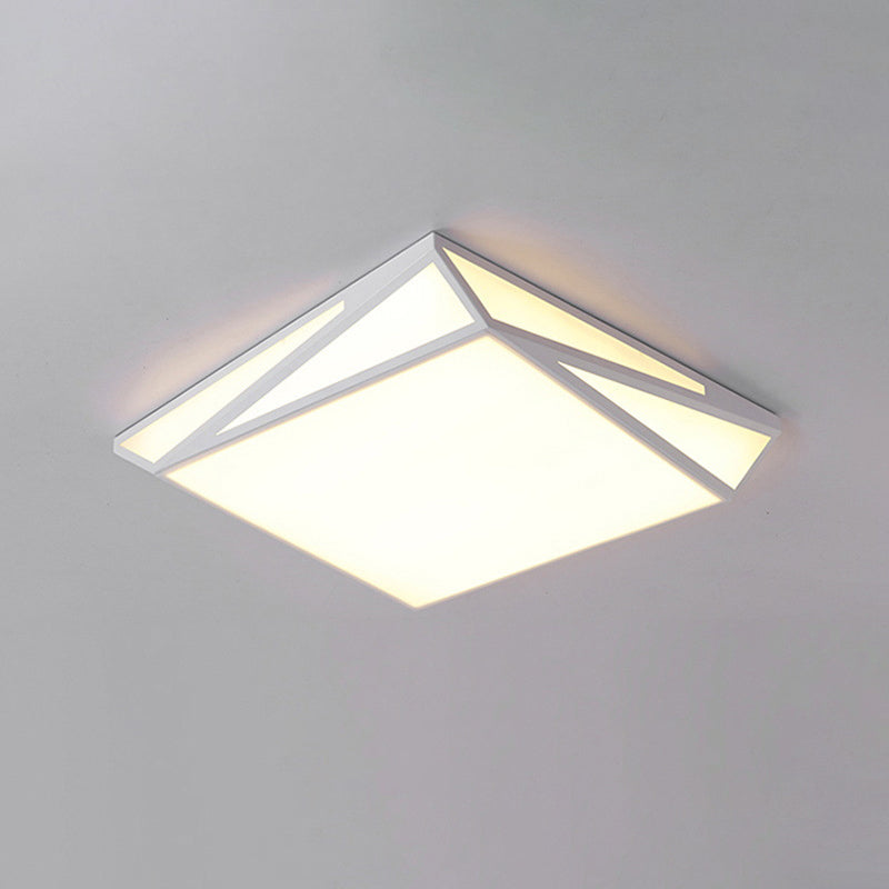 LED Acrylic Flushmount Ceiling Light for Guest Room - White Square/Rectangular Box Design