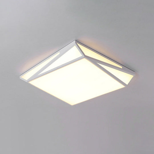 Led Acrylic Flushmount Ceiling Light For Guest Room - White Square/Rectangular Box Design