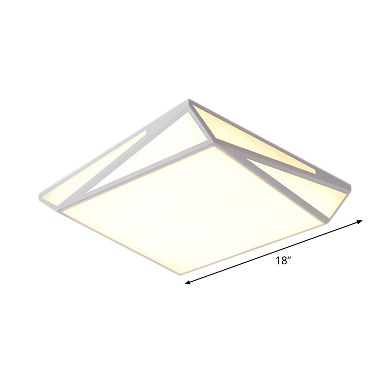 LED Acrylic Flushmount Ceiling Light for Guest Room - White Square/Rectangular Box Design