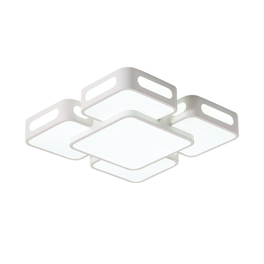 Modern Square/Rectangular LED Ceiling Lamp in White/3 Colors with Iron Block Flush Mount