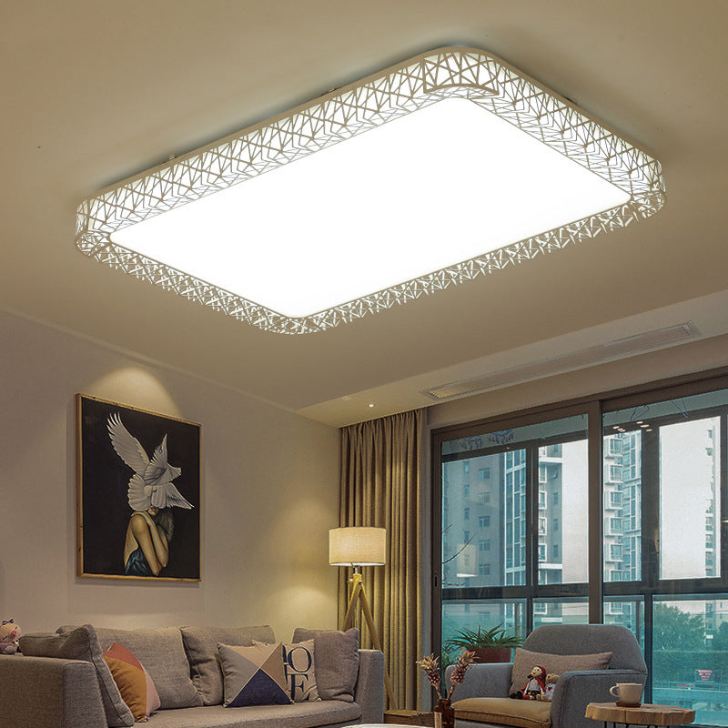 Minimalist LED Flush Mount Ceiling Light with Metal Shade - Warm/White Light Options