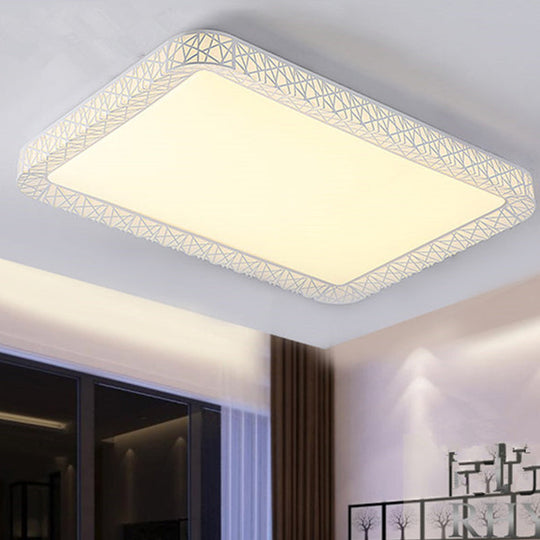 Minimalist LED Flush Mount Ceiling Light with Metal Shade - Warm/White Light Options