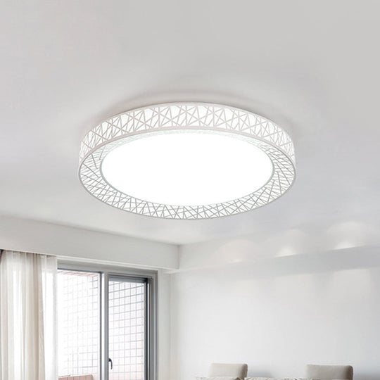 Minimalist LED Flush Mount Ceiling Light with Metal Shade - Warm/White Light Options