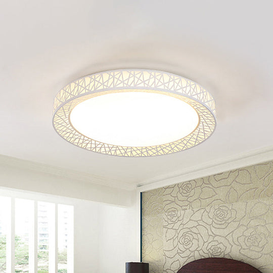 Minimalist LED Flush Mount Ceiling Light with Metal Shade - Warm/White Light Options