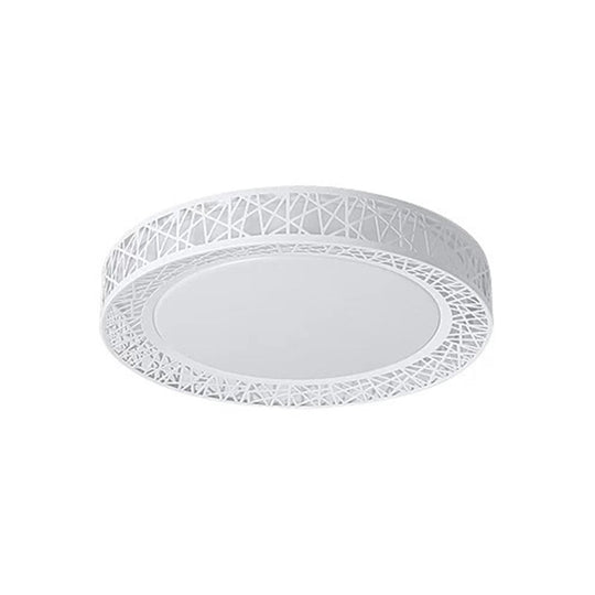 Minimalist LED Flush Mount Ceiling Light with Metal Shade - Warm/White Light Options