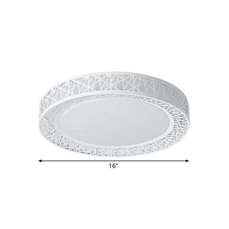 Minimalist LED Flush Mount Ceiling Light with Metal Shade - Warm/White Light Options