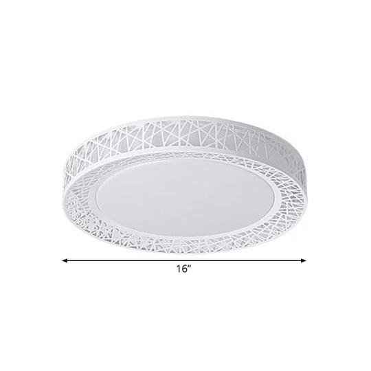 Minimalist Led Flush Mount Ceiling Light With Metal Shade - Warm/White Options