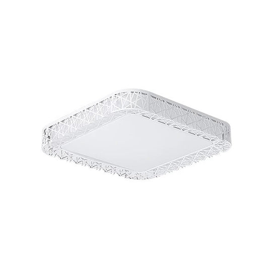 Minimalist LED Flush Mount Ceiling Light with Metal Shade - Warm/White Light Options