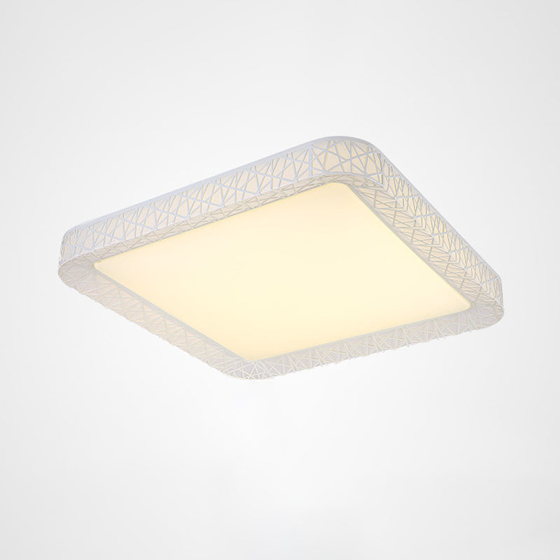 Minimalist LED Flush Mount Ceiling Light with Metal Shade - Warm/White Light Options