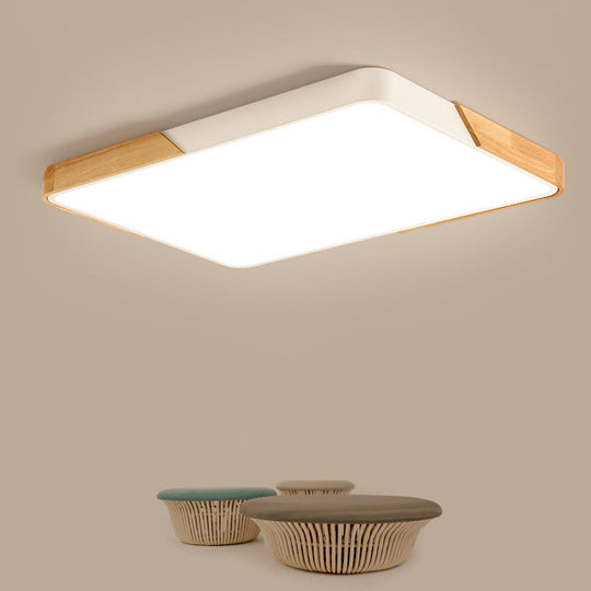 Nordic LED Flush Light: Splicing Square/Rectangle, Acrylic Wood-White Ceiling Mount Lamp in Warm/White Light