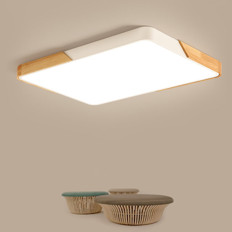 Nordic Led Flush Light: Splicing Square/Rectangle Acrylic Wood-White Ceiling Mount Lamp In