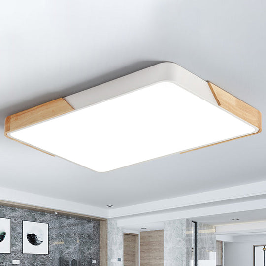 Nordic LED Flush Light: Splicing Square/Rectangle, Acrylic Wood-White Ceiling Mount Lamp in Warm/White Light