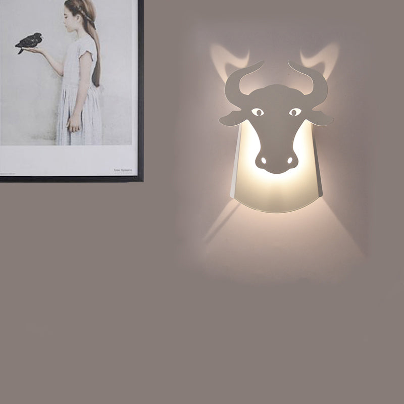 Modern Metal Ox Wall Lamp With Integrated Led For Chic Indoor Lighting White