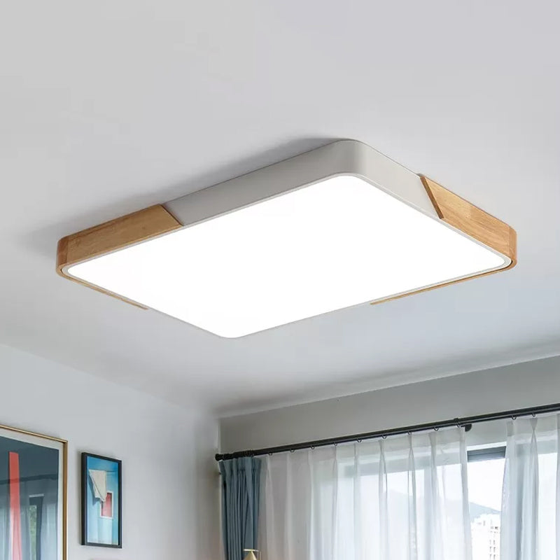 Nordic LED Flush Light: Splicing Square/Rectangle, Acrylic Wood-White Ceiling Mount Lamp in Warm/White Light