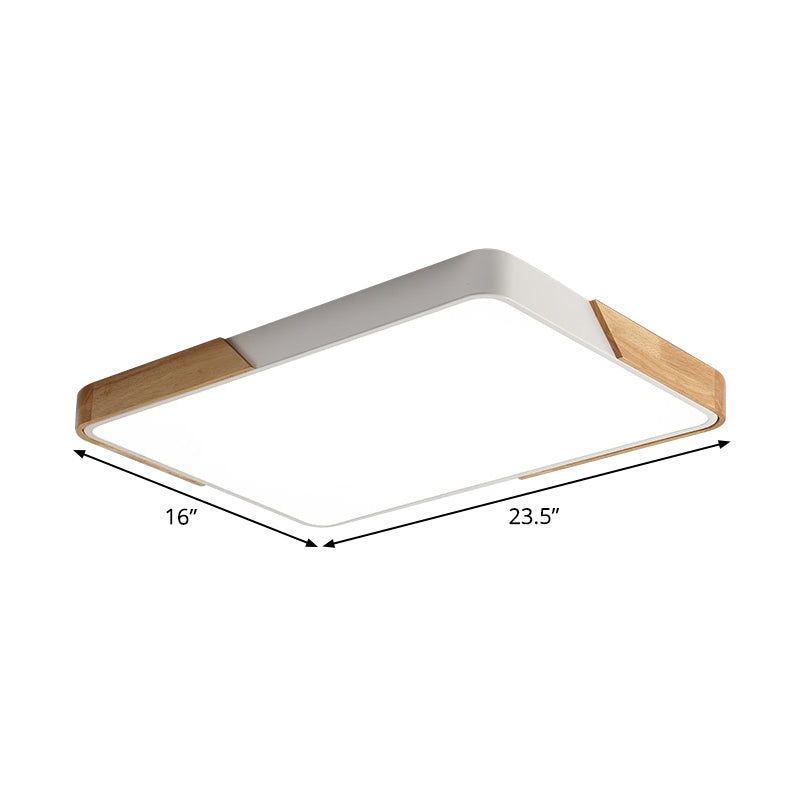 Nordic LED Flush Light: Splicing Square/Rectangle, Acrylic Wood-White Ceiling Mount Lamp in Warm/White Light