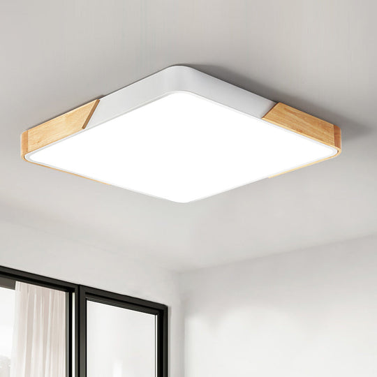 Nordic LED Flush Light: Splicing Square/Rectangle, Acrylic Wood-White Ceiling Mount Lamp in Warm/White Light