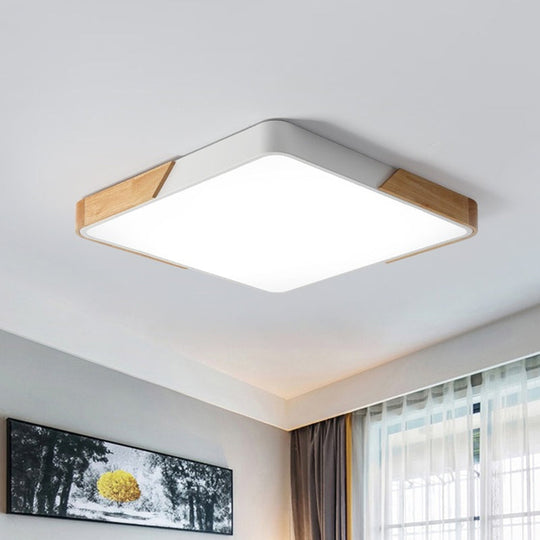 Nordic LED Flush Light: Splicing Square/Rectangle, Acrylic Wood-White Ceiling Mount Lamp in Warm/White Light