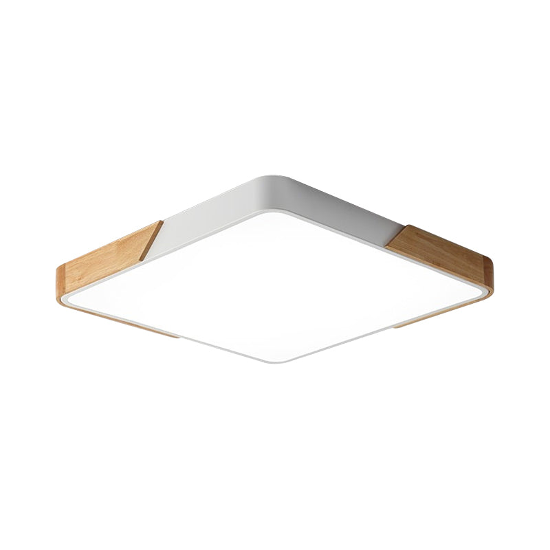 Nordic LED Flush Light: Splicing Square/Rectangle, Acrylic Wood-White Ceiling Mount Lamp in Warm/White Light