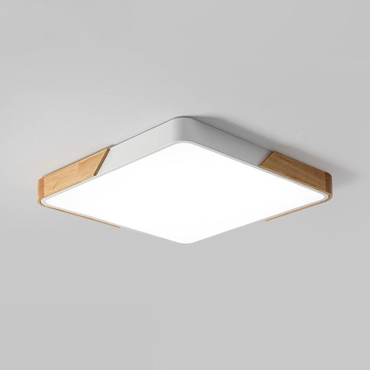 Nordic LED Flush Light: Splicing Square/Rectangle, Acrylic Wood-White Ceiling Mount Lamp in Warm/White Light