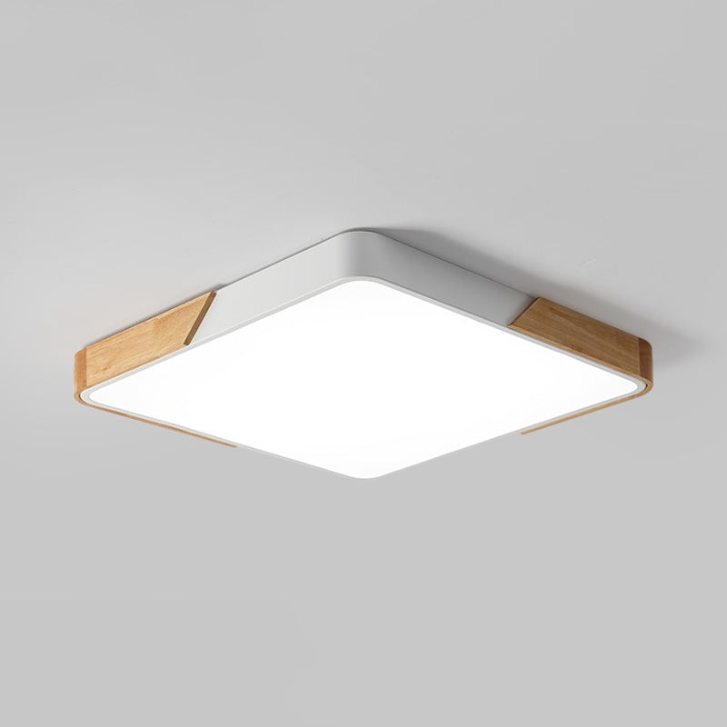 Nordic Led Flush Light: Splicing Square/Rectangle Acrylic Wood-White Ceiling Mount Lamp In