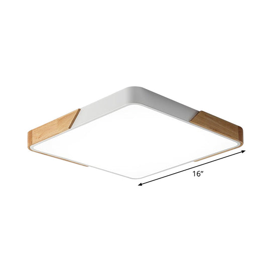 Nordic LED Flush Light: Splicing Square/Rectangle, Acrylic Wood-White Ceiling Mount Lamp in Warm/White Light