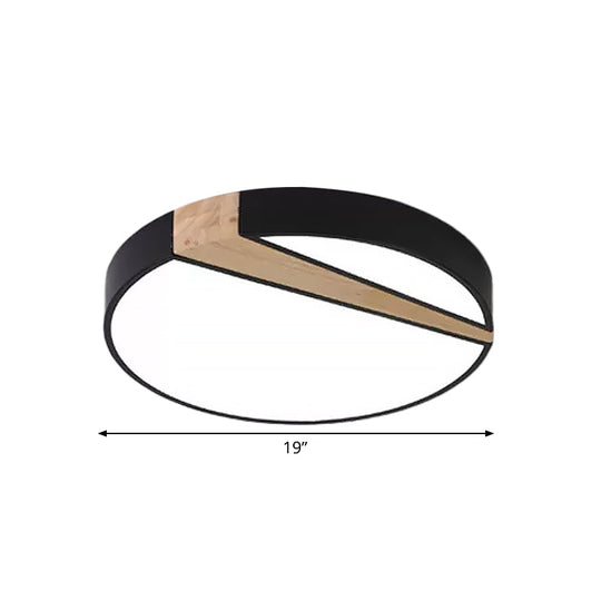 Modern Acrylic LED Ceiling Light with Black-Wood Spliced Design - Square/Rectangle/Round Options in White/3 Color Light