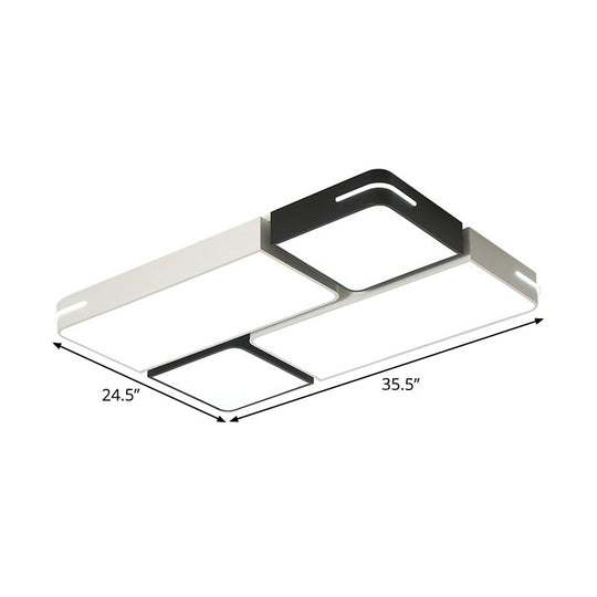 Modern Acrylic Led Ceiling Light In Black & White - Square/Rectangle Flush Mount With White/3 Color