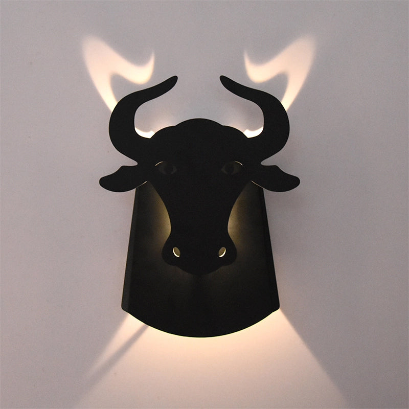 Modern Metal Ox Wall Lamp With Integrated Led For Chic Indoor Lighting Black