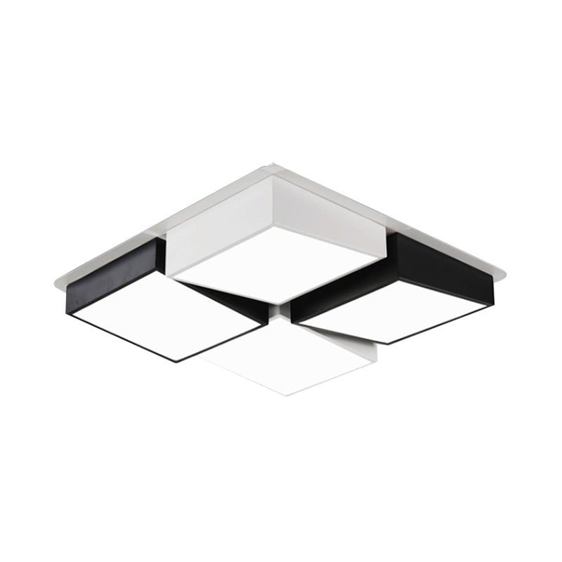 Nordic Metal LED Flushmount Ceiling Light with 4/6 Lights in Black and White Checkered Design