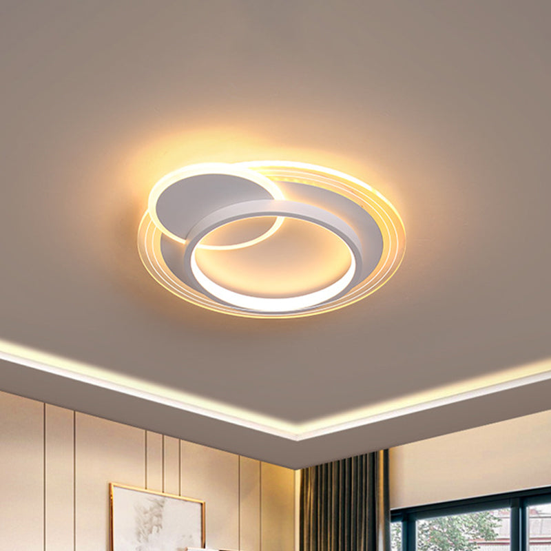 Modern Dual-Round/Square Flush Mount LED Ceiling Lamp in Acrylic Black/White with Warm/White Light - Perfect for Hotels