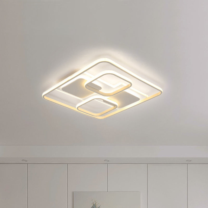 Modern White LED Flushmount Ceiling Light, Warm/White Light, 19.5"/23.5" Wide