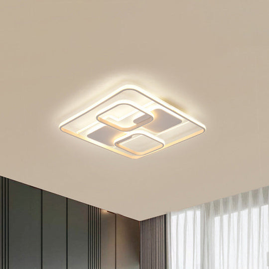 Modern White LED Flushmount Ceiling Light, Warm/White Light, 19.5"/23.5" Wide