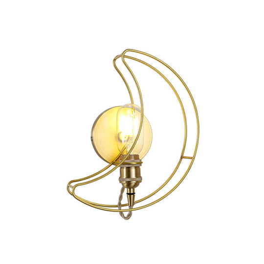 Golden Metallic Wire Frame Wall Sconce For Baby Room Or Bathroom