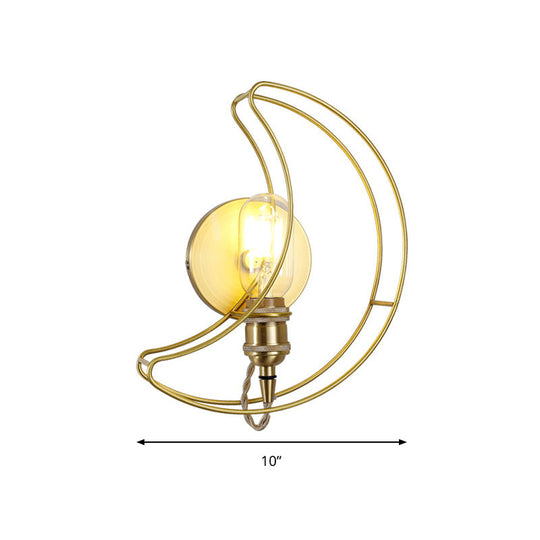 Golden Metallic Wire Frame Wall Sconce For Baby Room Or Bathroom