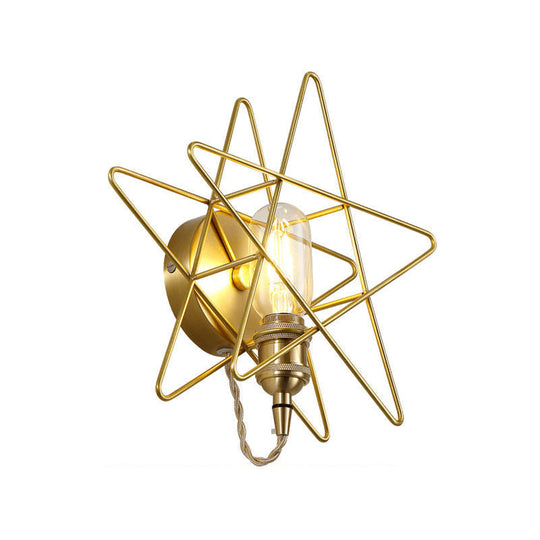 Golden Metallic Wire Frame Wall Sconce For Baby Room Or Bathroom