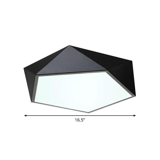 Pentacle Ceiling Lamp - Black/White Faceted Nordic Design Led Acrylic Flush Mount Lighting 16.5/20.5