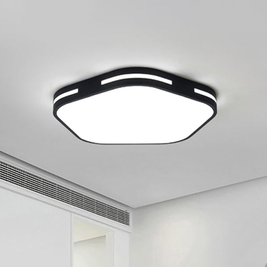 Modern Black/White Flush Mount LED Ceiling Light with Acrylic Pentagram Shade - 15"/18.5" Width