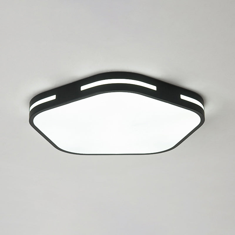 Modern Black/White Flush Mount LED Ceiling Light with Acrylic Pentagram Shade - 15"/18.5" Width