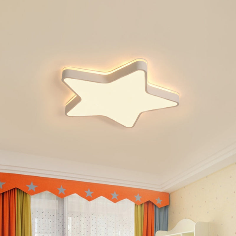 Cartoon Star LED Flush Mount Ceiling Light for Children's Bedroom in Warm/White Light (Pink/Blue/White)