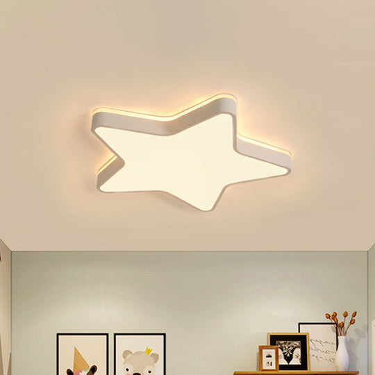 Cartoon Star LED Flush Mount Ceiling Light for Children's Bedroom in Warm/White Light (Pink/Blue/White)