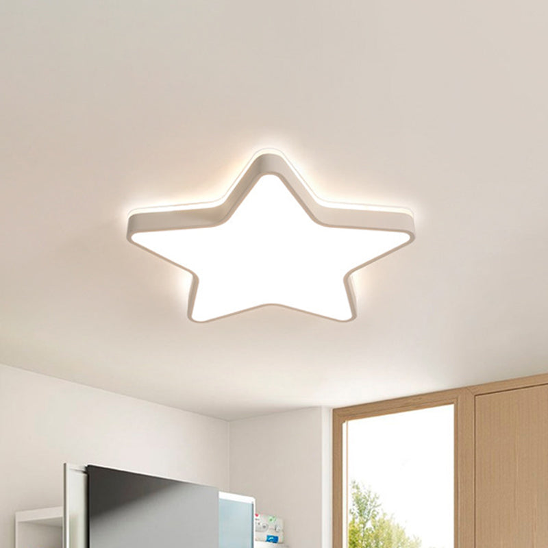 Cartoon Star LED Flush Mount Ceiling Light for Children's Bedroom in Warm/White Light (Pink/Blue/White)