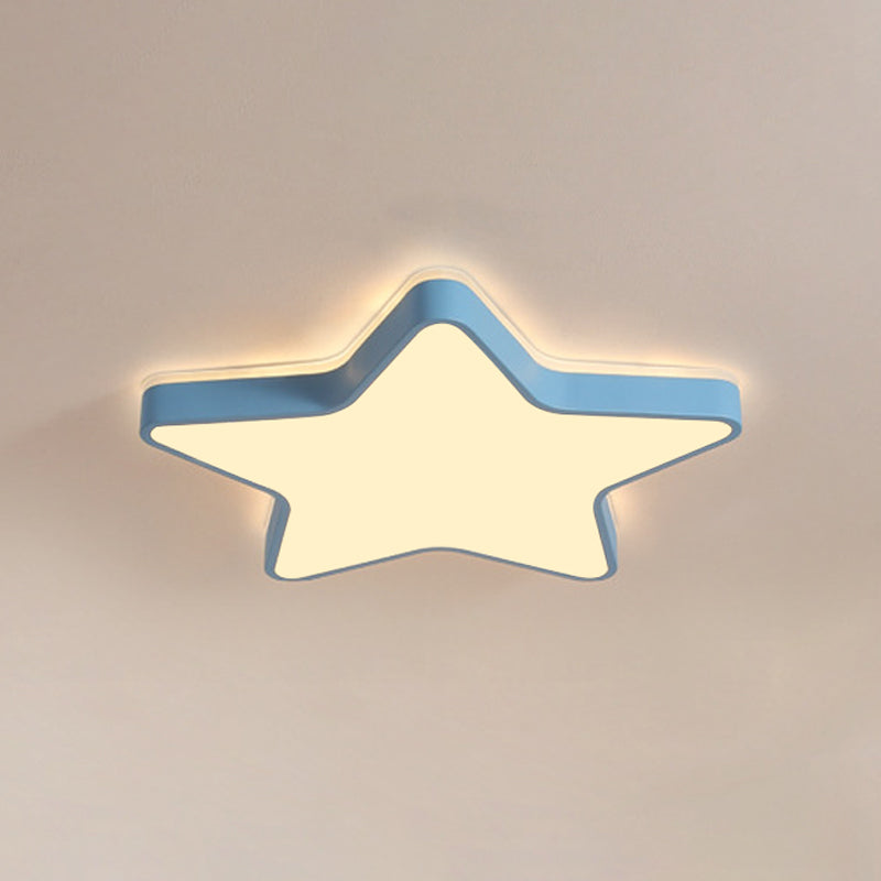 Cartoon Star LED Flush Mount Ceiling Light for Children's Bedroom in Warm/White Light (Pink/Blue/White)